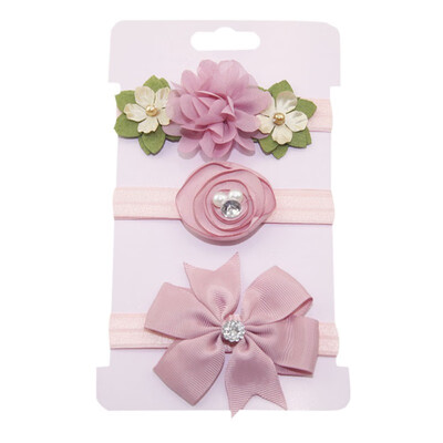

Children Bow Plus Drill with Small Flower Headband Set Baby Tiara Hair Accessories 3Pcs