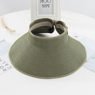 

Folded Empty Top Hat Sunscreen Uv400 Protection Straw Hat Beach Hat Sunhat With Large Visor