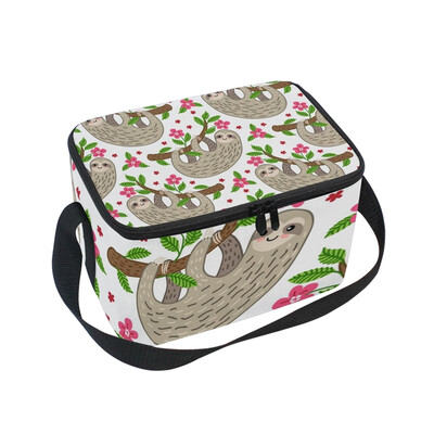 

ALAZA Insulated Lunch Box Cute Cartoon Sloth Lunch Bag for Men Women Portable Tote Bag Cooler Bag