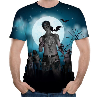 

Toponeto Halloween Men Horror 3D Print O-Neck Short Sleeve T Shirt Tops Blouses