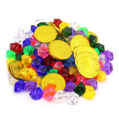 

Halloween Game Pirate Toys 20pcs Pirate Gold Coins And 100pcs Pirate Fake Gems Jewelry PlaysetSkull WandWhite Bone