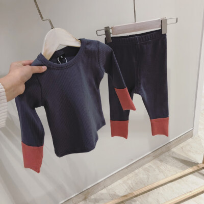 

Children Autumn Todder Baby Girls Color Matching Sweater Long Sleeves Casual Round Collar Sweet Tops Children Cute Shirt
