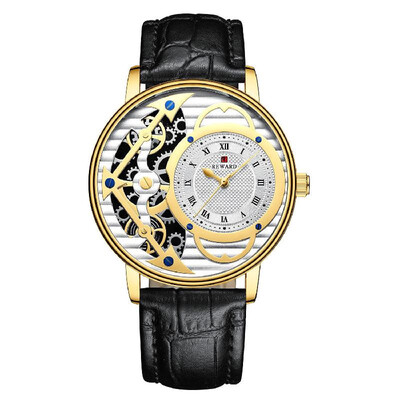 

Fashion Skeleton Mechanical Watch for Men Leisure Business Men Watch Waterproof Leather Band Male Wristwatch