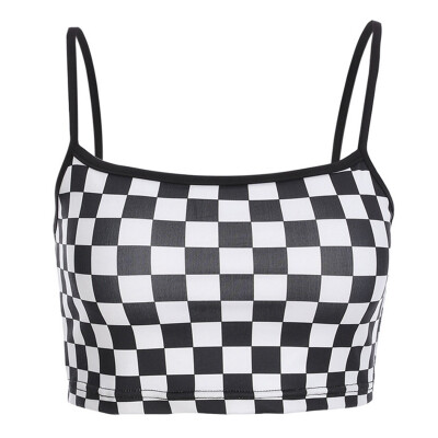 

Women Sexy Slim Crop Top Fashion Plaid Summer Top Streetwear Women Casual Strappy Party Beach Tank Top Cropped feminino