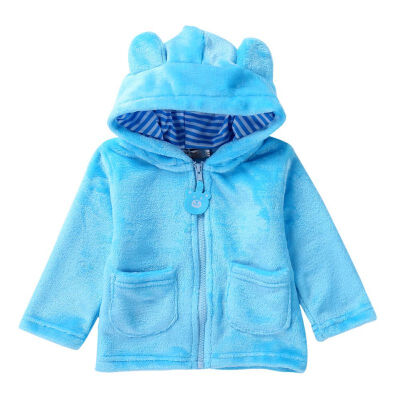 

Infant Clothing Tops Fashion Baby 6-24M Newborn Baby Girls Boys Solid Long Sleeve Hooded Ears Cute Outerwear Jackets Coats