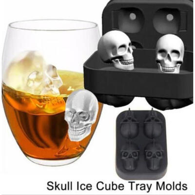 

Novelty 3D Skull Head Ice Cube Mold Halloween Home Bar Silicone Ice Cube Tray Biscuit Cake Chocolate Maker Moulds Kitchen Tool
