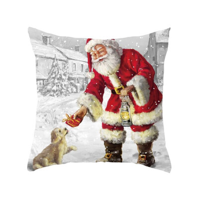 

Christmas Deer Snowman Pattern Cotton Linen Throw Pillow Case Cover Home Decorative Home Room Pillowcase