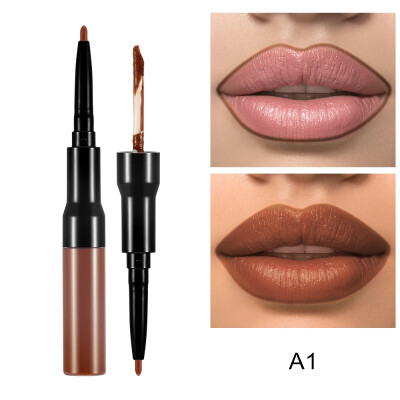 

Double Headed Makeup Lipstick Long Lasting Pigments Waterproof Lip Liner Gloss Matte Liquid Lipstick Pen Nude Makeup Tool