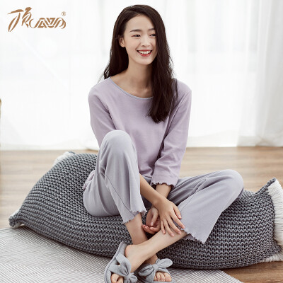 

Top melon melon pajamas women cotton spring fashion Korean version of the seven-point sleeves can be worn outside home service suit t01120jd pink female models