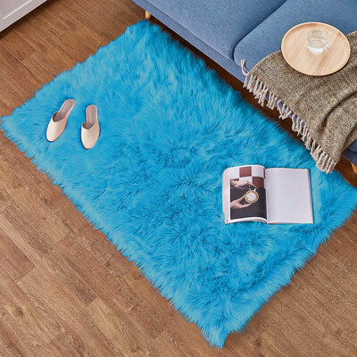 

Gobestart Wool Imitation Sheepskin Rugs Faux Non Slip Bedroom Shaggy Carpet Mats