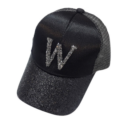 

Fashion Kids Girls Boys Letter Sequin Hip-Hop Baseball Cap Summer Flat Snapback Mesh Hat Baby Caos