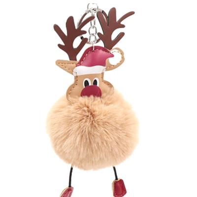 

Christmas Elk Delicate Key Ring Unique Hair Ball Keychain Pendant for Bag Decoration