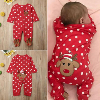 

US Christmas Infant Baby Boy Girl Outfit Romper Jumpsuit Playsuit Cotton Clothes