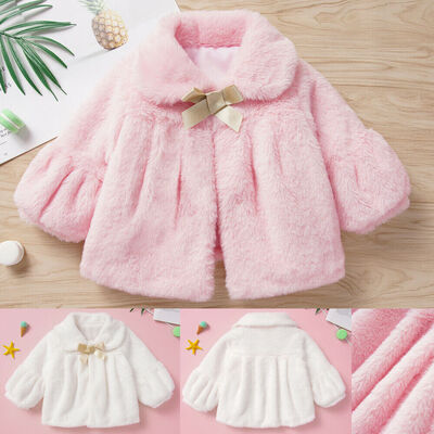 

Kids Baby Girl Winter Cloak Fur Coat Toddler Hooded Jacket Outwear Clothes