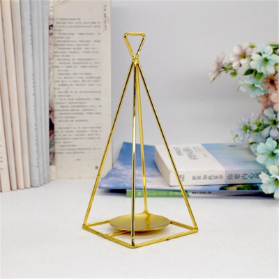 

Gobestart Geometric Iron Light Candle Holder Candlestick Creative Lantern Indoor Decor