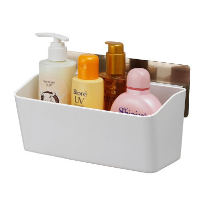 

Shuangqing Plastic Wall Mounted Multifunctional Storage Rack Bathroom Accessories Basket With Hooks Kitchen Rack SQ-5052