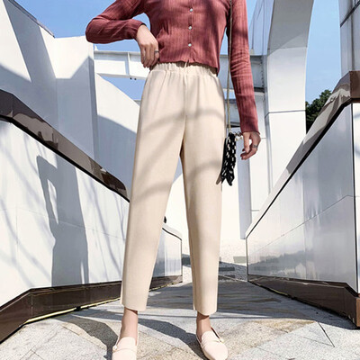 

Autumn Winter Women Harem Pants Casual High Waist Elastic Female Korean Style Solid Color Sweatpants Trousers