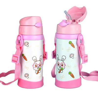 

Xinmiao Xinmiao childrens mug baby mug sippy cup learn to drink cup childrens cup baby portable leak-proof stainless steel cup 400ML with strap