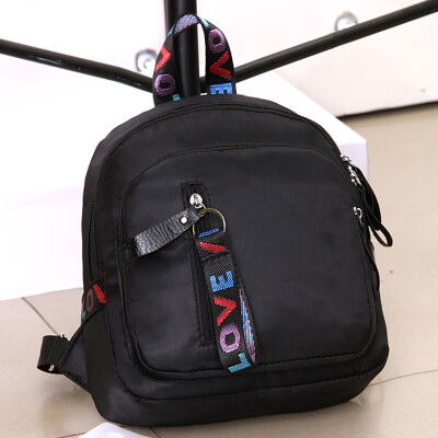 

Women Backpack Oxford Waterproof PU Leather Splicing Colorful Letters Embroidery Zipper Pockets Casual Knapsack