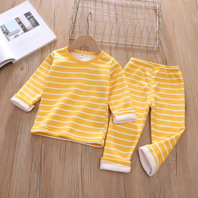 

Baby Set 0-4T New Autumn Baby Kids Girls Boys Thicken Long Sleeve Striped Print BlousePants Pajamas Sleepwear Set