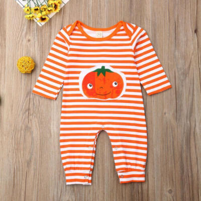 

Halloween Newborn Kids Boy Girl Pumpkin Romper Jumpsuit Bodysuit Cotton Clothes