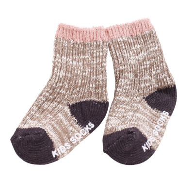 

New Slub Yarn Kids Sock Newborn Baby Non-slip socks solid girls&boys Cotton socks winter warm Short Socks