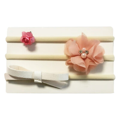 

3 PcsSet Kids Baby Girl Floral Bow Elastic Headbands Princess Holiday Party Hair Accessories Baby Photography Band Headwear