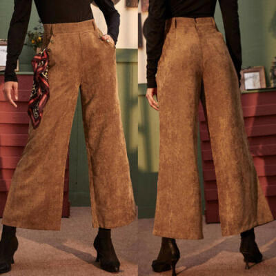 

Winter Fashion Women Casual High Waist Corduroy Casual Loose Wide Leg Long Pants