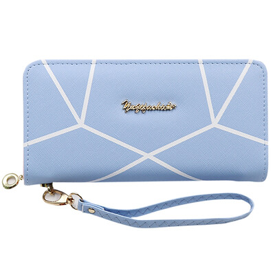 

Geometric Long Capacity Women Fashion PU Leather Wallet Card Holder High Quality Durable Multifunctional Zipper Purse