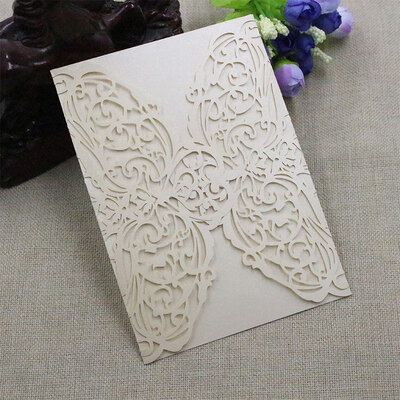 

1Set10Pcs Wedding Invitations Set Vertical Laser Cut Heart Invitations Cards Kits for Wedding Bridal Shower Birthday Graduation
