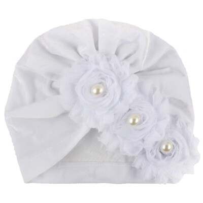 

New Autumn Soft Cute Newborn Baby Pearl Design Girls Caps Infant Casual Hat Headwear Cute Turban Elastic Cap