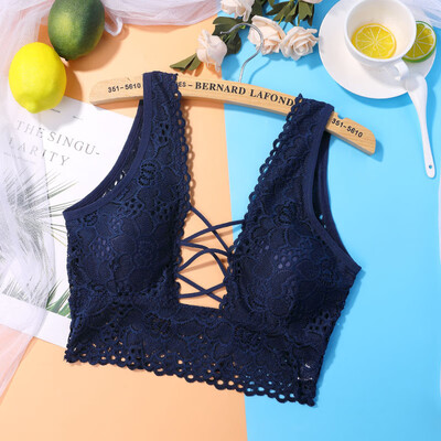 

Sexy Lace Beauty Back Cross Straps Without Steel Ring Adjustable Women Camisoles Lace Up Hollow Solid Underwear Female