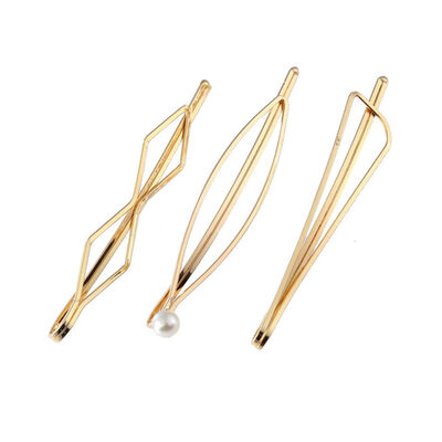 

3pcsset Simple Design Geometric Shape Alloy Women Hair Clip Girls Metal Hairgrip Hair Accessories