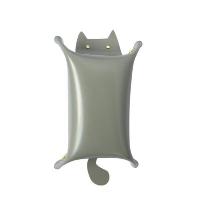 

Cat Shape Leather Storage Tray Key Desktop Jewelry Box Coin Makeup Tray Household Folding Tray Portable Storage Box
