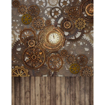 

Lod Clock Gear Photo Backdrop 57FT Vinyl Fabric Cloth Digital Printing Photo Background s-2169