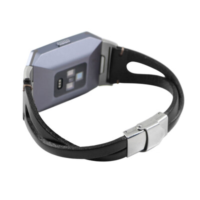 

〖Follure〗Replacement Leather Wristband Band Strap Bracelet For Fitbit Ionic BK