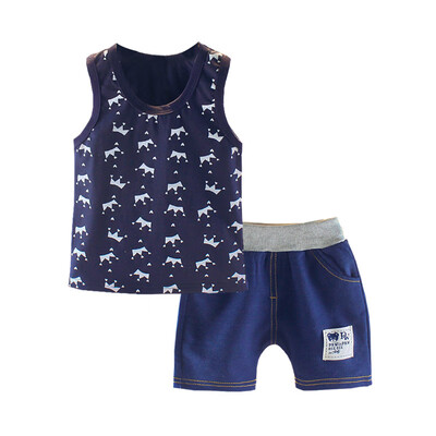 

kid clothes Summer Baby Boys Clothes Sleeveless Crown Print Tops Blouse VestFloral Shorts Children Casual Outfits Sets