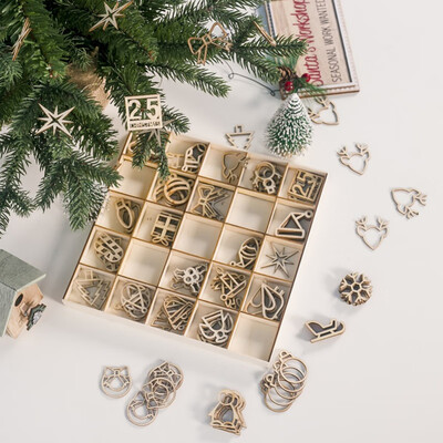 

125PCS Christmas Theme Wooden Cutout Slices Crafts Embellishment For DIY Crafting Ornament Decorations