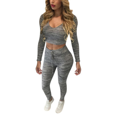 

Women Tracksuit Brand Pullover Suit V Neck Sexy Women Set