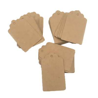

Toponeto 100Pcs Kraft Paper Wedding Hang Tag Gift Tags Lace Scallop Head Label