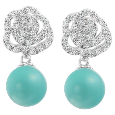 

2pcs Diamond Pearl Creative Pearl Earrings New Blue Fashion Earrings