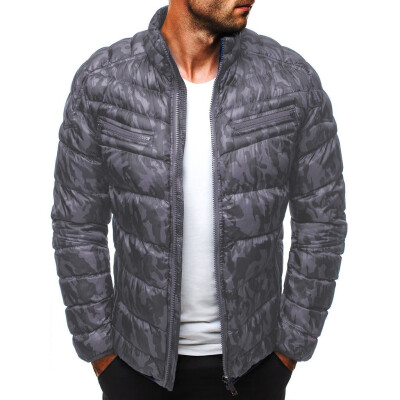 

Gobestart Mens Autumn Winter Zipper Camouflage Warm Jacket Packable Light Top Quality Coat