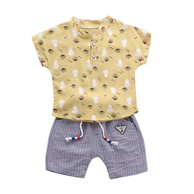 

Baby summer fashion clothes set cartoon print t-shirt cotton soft comfortable shorts for 0-4T