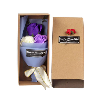 

Artificial Scented Rose Carnation Bouquet Gift Box Bath Body Soap Flower Gift Wedding Party Favor 3Pcs