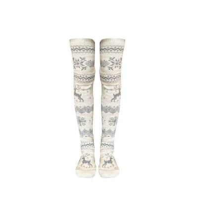 

Women Christmas Soft Thick Over Knee Socks Stretch High Long Knit Stocks Xmas