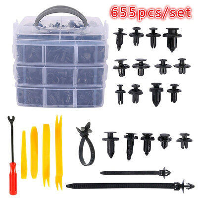 

655pcsSet Mixed Plastic Car Body Push Pin Rivets Car Clips Side Skirt Bumper