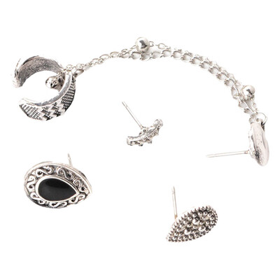 

4pcsSet New Arrival Bohemian Retro Style Crown Water Droplets Chain Fashion Earrings For Women Gifts Retro Style