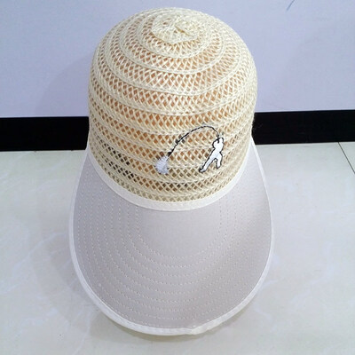 

Fashion Men Sunshade Cap Long Brim Fishing Cap Straw Woven Breathable Net Cap Sunscreen Duck Tongue Hats