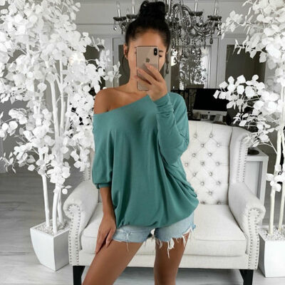 

Women Sexy Off Shoulder Baggy Tops Loose Blouse Long Sleeve Blouse Jumpers Tops