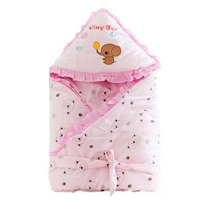 

Newborn Baby Hooded Swaddle Wrap Winter Warm Cartoon Pattern Swaddling Blanket Sleeping Blanket